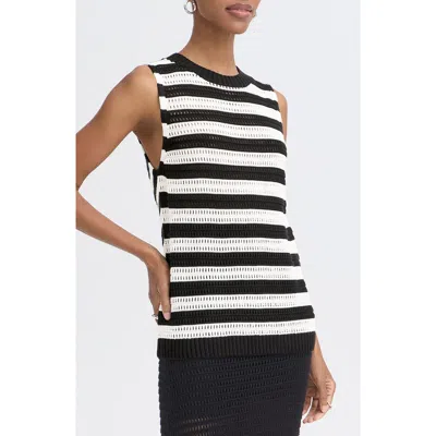 Ichi Stripe Knit Sleeveless Top In Black