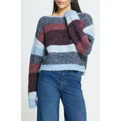 Ichi Striped Cropped Sweater In Multi