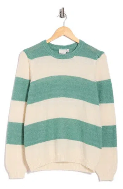 Ichi Striped Knit Sweater In Beryl Green
