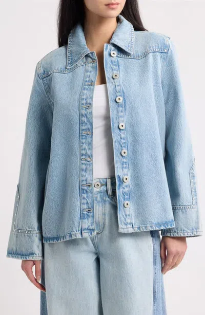 Ichi Studded Denim Jacket In Blue