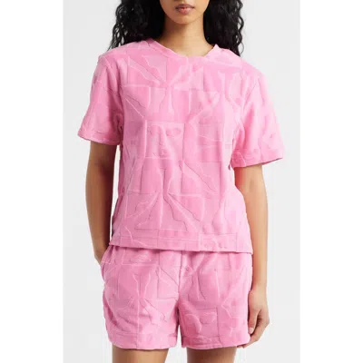 Ichi Textured French Terry Shirt In Pink