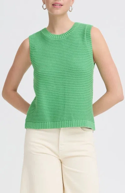 Ichi Tie Back Knit Vest In Green