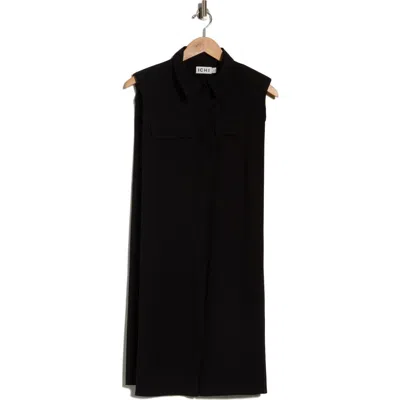 Ichi Tie Waist Shirtdress In Black