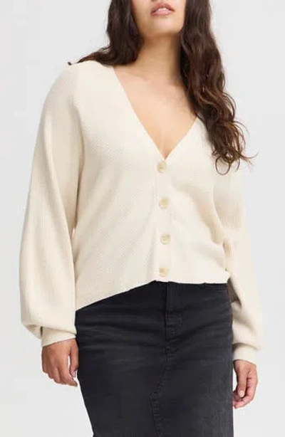 Ichi V-neck Cardigan In White