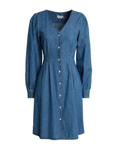 Ichi Woman Mini Dress Blue Size 4 Cotton