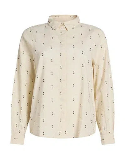 Ichi Woman Shirt Cream Size 10 Cotton, Linen, Polyester In White