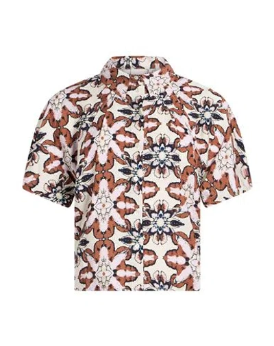 Ichi Woman Shirt Ivory Size 10 Viscose, Nylon In Multi