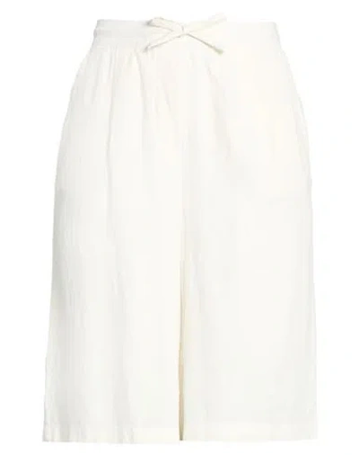 Ichi Woman Shorts & Bermuda Shorts Ivory Size 4 Linen, Viscose In White