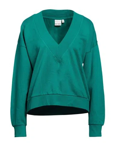 Ichi Woman Sweatshirt Emerald Green Size Xs Cotton