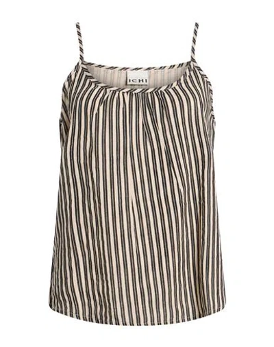 Ichi Woman Top Beige Size M Cotton In Black