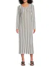 Ichi Women's Crochet Striped Midi-dress In Cream Black