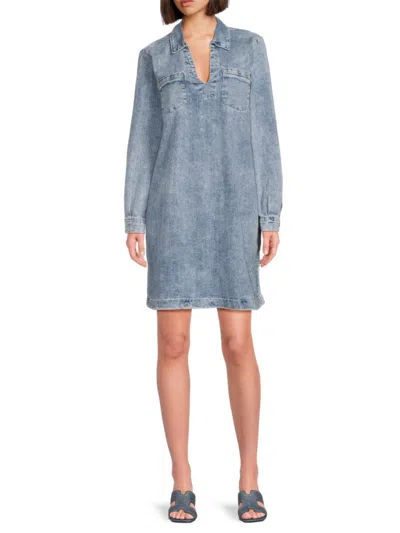 Ichi Women's Denim Minidress In Light Blue