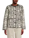 Ichi Women's Printed Quilted Jacket In Cream Black