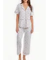 Icollection Women's Kyley Pajama Heart Print Pant Set Trimmed In Red, 2 Piece In White-red