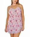 ICOLLECTION PLUS SIZE 1PC. BRUSHED FLORAL CHEMISE NIGHTGOWN