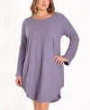 Icollection Plus Size Baby Waffle Stretch Knit Sleep Shirt In Purple