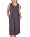 Icollection Plus Size Soft Knit Tank Dress With Side Pockets In Charcoal
