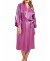 Icollection Women's Skyler Irredesant Robe With Self Tie Sash And Inner Ties In Purple