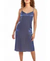 Icollection Skyler Plus Size Irredesant Satin Dress With Adjustable Straps In Blue