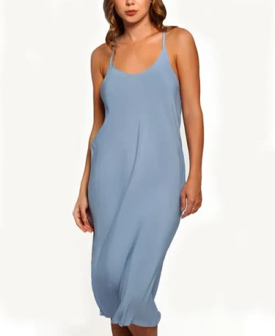 Icollection Soft Rayon Crisscross Back Chemise In Blue