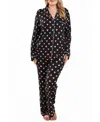 Icollection Tobey Plus Button Down Modal Pajama Pant Set With Pink Contrast Trim In Pink-black