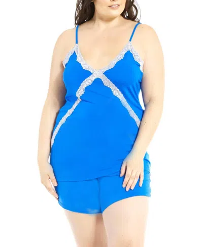 Icollection Ultra Soft Cami & Short Set - Plus In Blue