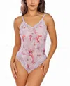 ICOLLECTION WOMEN'S 1PC. BRUSHED SOFT TEDDY LINGERIE TRIMMED IN ELEGANT LACE
