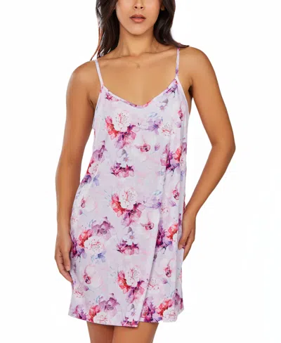 Icollection Women's 1pc. Very Soft Brushed Nightgown Printed In All Over Floral In Purple