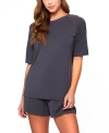 Icollection Women's 2pc. Raglan Top And Short Pajama Set In Gray