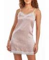Icollection Women's Brillow Satin Striped Chemise With Lace Trim In Pink