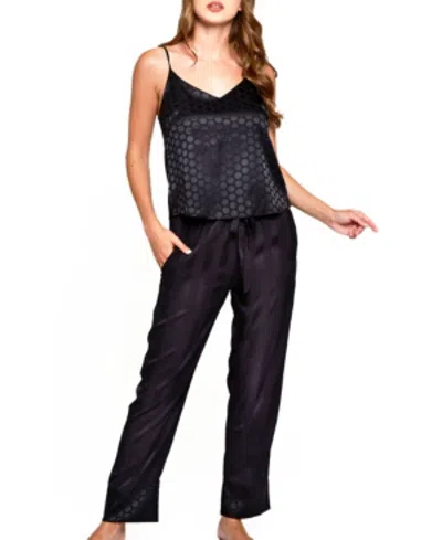 Icollection Plus Size Delphine Circle Cami And Striped Pant, Set Of 2 In Black