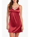 Icollection Jenna Plus Size Contrast Nude And Burgundy Satin Chemise In Burgundy