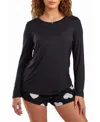 Icollection Women's Kind Heart Modal Henley Pajama Short Set And Ultra Soft In Comfy Cozy Style, 2 Piece In Cream-black