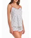 Icollection Women's Kyley Heart Printed Pajama Short Set Trimmed In Red In White-red