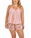 Icollection Women's Satin Crop Cami And Short Set In Pink