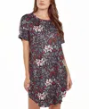 Icollection Women's Short Sleeve Ultra Soft Floral Print Sleepshirt Nightgown In Black