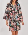 Icollection Women's Silky Soft Short Printed Robe In Multi