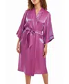 Icollection Skyler Plus Size Irredesant Robe With Self Tie Sash And Inner Ties In Purple