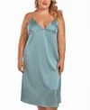 Icollection Women's Soft Cup Satin Long Sage Gown