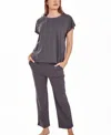 Icollection Women's Soft Knit Top And Crop Pant Pajama Set In Charcoal