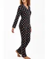 Icollection Women's Tobey Button Down Modal Pajama Pant Set With Pink Contrast Trim, 2 Piece In Pink-black