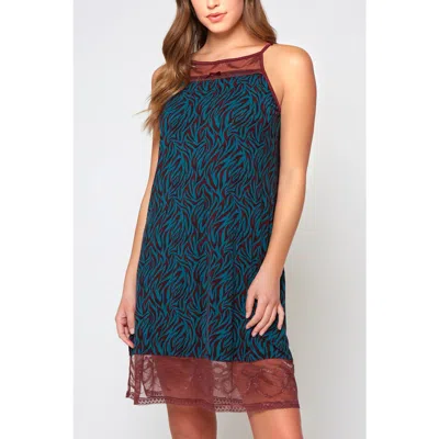 Icollection Zebra Print Halter Neck Chemise In Multi