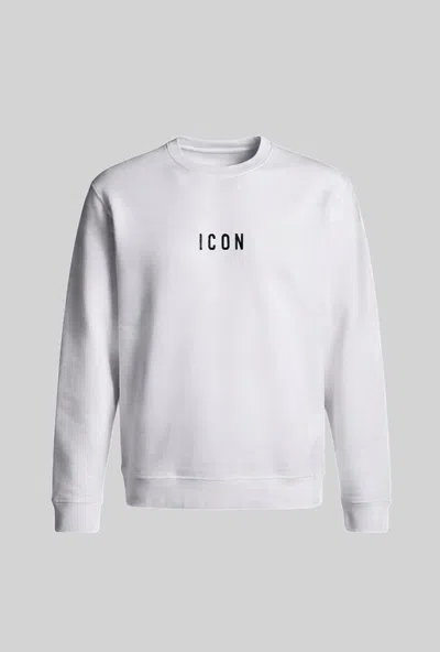 Icon Crew Neck Sweatshirt With Logo Front/retro Man White In Gray