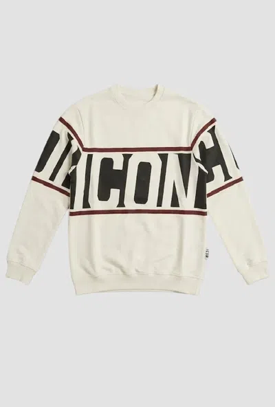 Icon Crewneck Sweatshirt With White Man Logo In Neutral