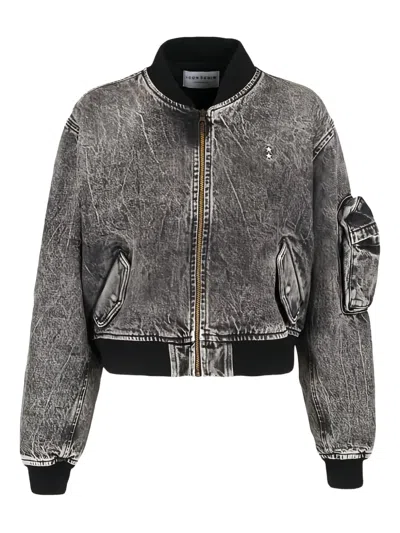 Icon Denim Acid-wash Pocket Jacket In Gray