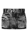 Icon Denim Aged-effect Miniskirt In Cotton Denim In Grey