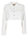 Icon Denim Amber Crop Shirt With Front Lettering In White