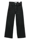 Icon Denim Angie Frayed-hem Jeans In Black