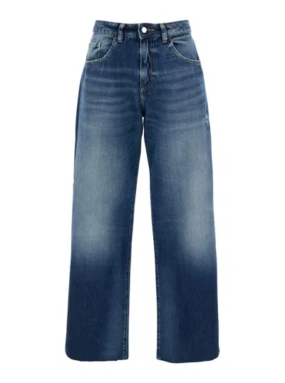 Icon Denim 'bea' Blue Jeans With Belt Loops And Logo Patch On The Rear In Denim Woman