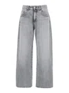 Icon Denim Bea Grey Jeans With Belt Loops And Logo Patch On The Rear In Denim Woman In Grey